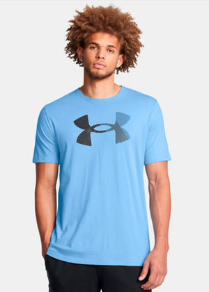 UNDER ARMOUR t-shirt męski koszulka bawełniana sportowa BIG LOGO niebieska (S)