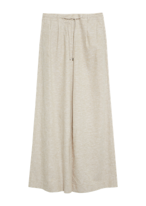 Melanżowe spodnie Wide Leg z mieszanki z lnem z detalem w postaci paska