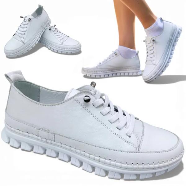 Sneakersy Damskie SKÓRZANE 39 Wygodne Półbuty Białe Letnie Wsuwane Artiker