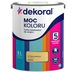 Farba lateksowa do wnętrz MOC KOLORU Żółty słoneczny 5 l Dekoral