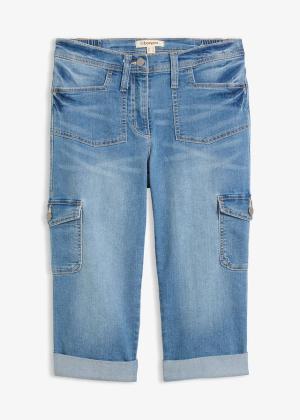 Jeansy bojówki mid waist, ze stretchem