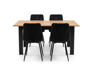 Stół Rozkładany Craft 120/160x80 + 4 Krzesła Tapicerowane Czarne