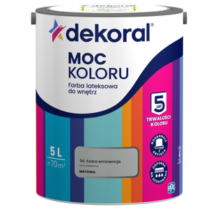 Farba lateksowa do wnętrz MOC KOLORU Szara eminencja 5 l Dekoral