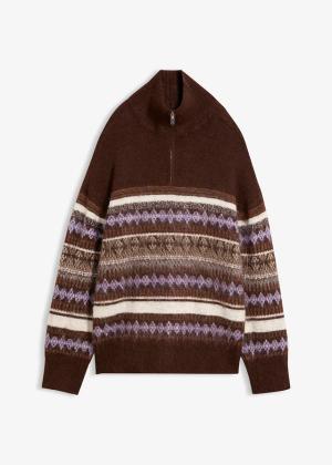 Długi sweter we wzór Fair Isle