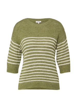 Sweter z dzianiny w paski z rękawami 3/4