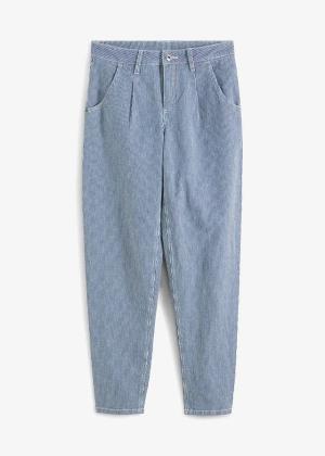 Dżinsy o baryłkowatym kroju w paski, mid waist