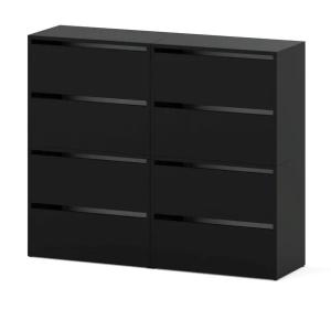 Szafka Na Buty Wysoka Czarna 120 CM 8 Półek Regał Stojak Bez Siedziska Loft