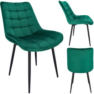 KRZESŁO TAPICEROWANE do KUCHNI salonu WELUR pikowane MISTY zielone JUMIhome