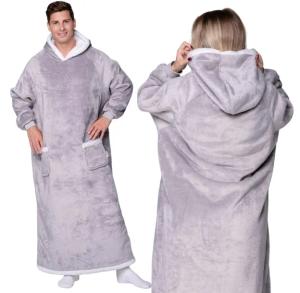 KOC BLUZA Oversize Kostek Gruba 2w1 KOCOBLUZA XXL SZARA SZLAFROK Bluzo Koc