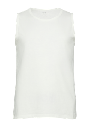 Tank top ze strukturą przędzy płomieniowej i nadrukiem logo