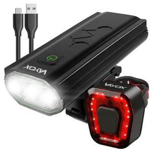 ZESTAW LAMPKA LED ROWEROWA PRZEDNIA TYLNA OŚWIETLENIE ROWEROWE USB VAYOX
