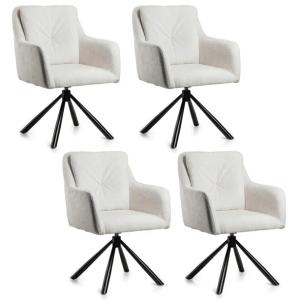 Komplet 4 krzesła Idaho kremowe z auto powrotem do salonu tapicerowane