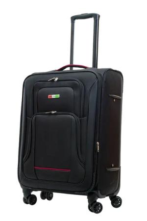 Walizka średnia Bagia miękka tkanina MAT-3 M 60 l czarna 4 kółka z uchwytem