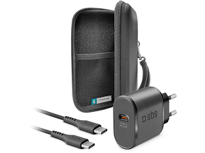 Ładowarka sieciowa SBS 20W Czarny + kabel organizer