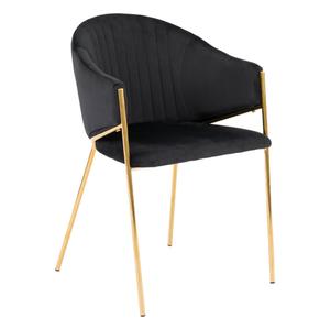 Krzesło Glamour DC-890-1 | Welur | Czarny | Złote nogi | OUTLET