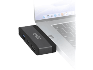 Hub USB-C SBS 4w1 100W 1x HDMI, USB-C, USB-A, 3.5mm mini jack Czarny