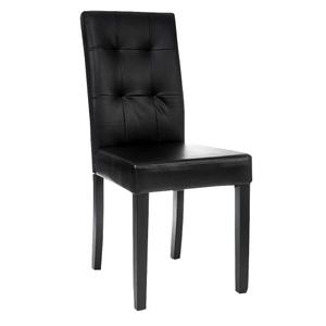 Krzesło tapicerowane drewniane MY8683 | Czarna ekoskóra | Czarne nogi | OUTLET