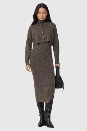 AllSaints sukienka i kardigan z dodatkiem wełny