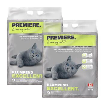PREMIERE Excellent Żwirek zbrylający o zapachu trawy cytrynowej 2x12 kg