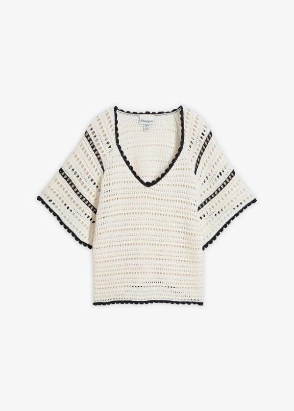 Sweter ażurowy z lnem