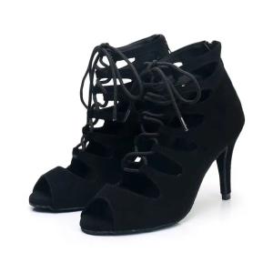 BUTY DO TAŃCA TANECZNE SZNUROWANE CZARNE 8,5cm 39