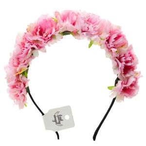 Opaska do włosów Wianek Kwiaty Ślub Panieński BOHO Różowy Little Angel