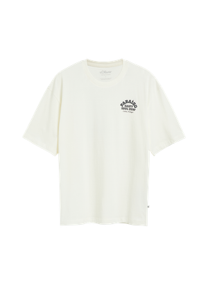 Nowoczesny krój: bawełniany T-shirt z nadrukiem z przodu i z tyłu