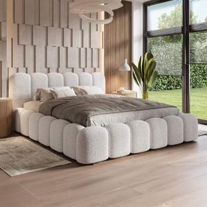 Łóżko tapicerowane z pojemnikiem SFG0183 | 160x200 | Boucle | Biały #2