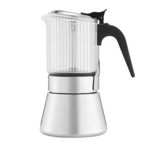 Kawiarka ze stali nierdzewnej Curly ze szklanym zbiornikiem na zaparzoną kawę 240 ml srebrny