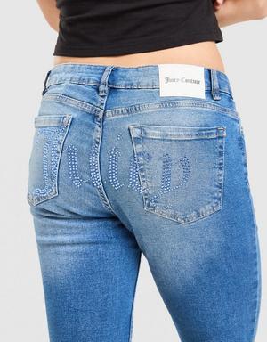 Juicy Couture Spodnie Low Rise Washed Denim Dmnt