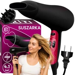 SUSZARKA DO WŁOSÓW 4w1 2000W MOCNA 3 PRĘDKOŚCI DYFUZOR KONCENTRATOR NADMUCH