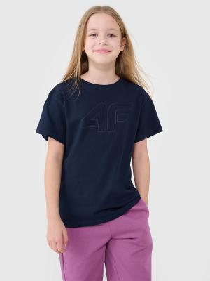 4F t-shirt dziecięcy koszulka dla dziewczynki oversize 4FJWMM00TTSHF2333 granatowy (158)