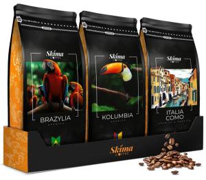 Kawa ziarnista 1kg x3 BRAZYLIA/KOLUMBIA/ITALIA COMO Świeża + GRATIS