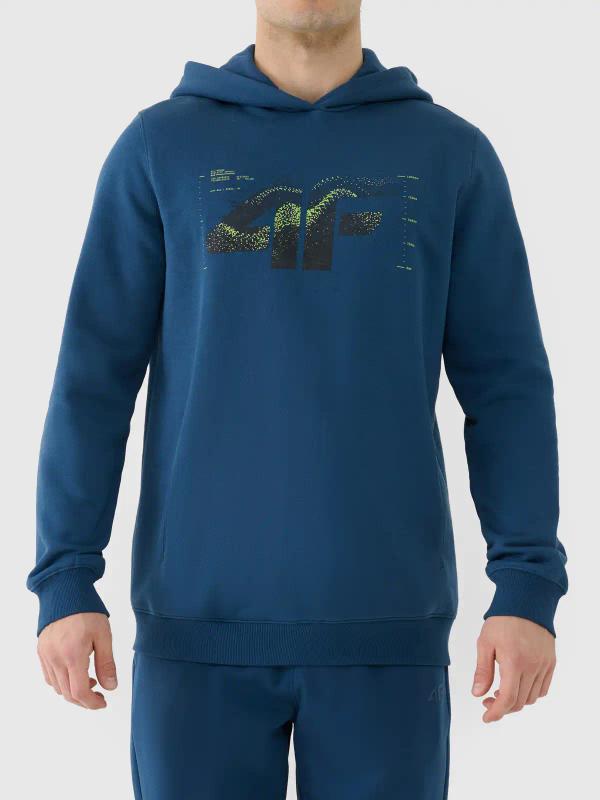 4F bluza męska z kapturem bawełniana 4FWAW25TSWSM1904 zielony (XXL)