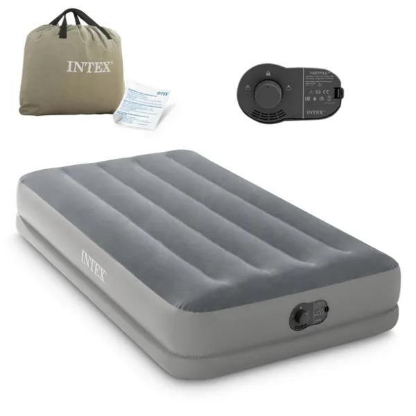 MATERAC DMUCHANY WELUROWY ŁÓŻKO Z POMPKĄ USB INTEX 64112 191x99 cm