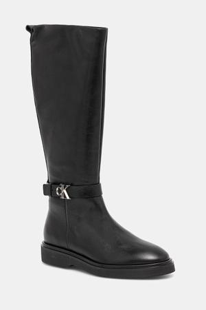 Calvin Klein kozaki skórzane KNEE BOOT W/ METAL LOGO