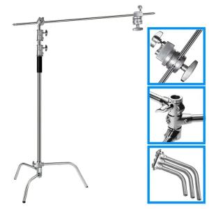PROFESJONALNY SOLIDNY STALOWY STATYW 3,3m ŻURAW BOOM 126cm C-STAND 2x GRIP