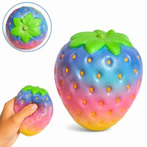 Truskawka Squishy Slow Rising 9 cm Gniotek Antystresowy Tęczowy