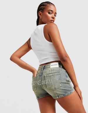 Juicy Couture Szorty Washed Denim Diamente Logo