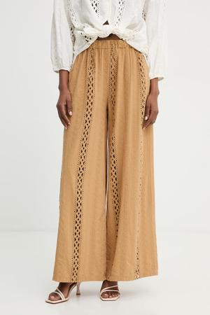 Haveone spodnie wide leg damskie bawełniane