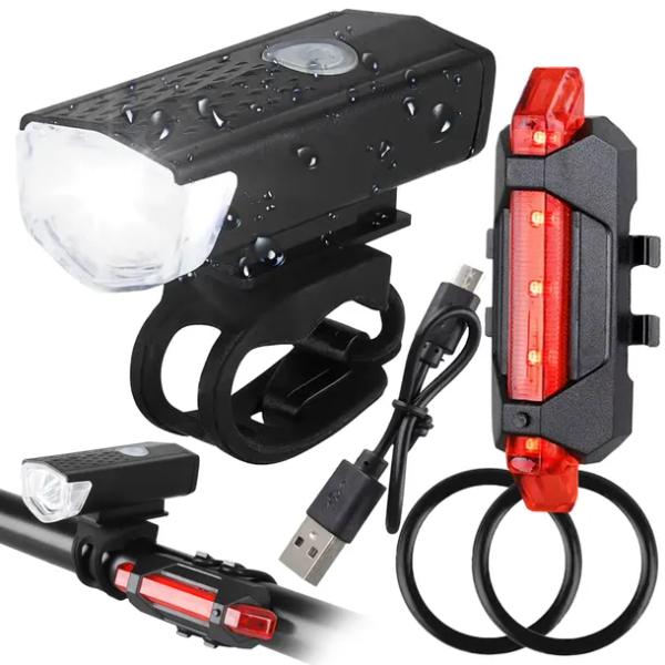LAMPKA ROWEROWA MOCNE OŚWIETLENIE PRZÓD TYŁ LED USB WODOODPORNE NA ROWER