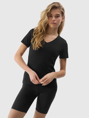 4F koszulka damska t-shirt sportowy fitness bawełniany F1359 czarna (XS)