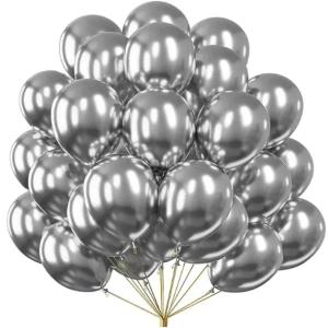 srebrne balony chrom shiny glossy gumowe 26 cm -100 szt
