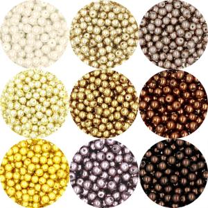 Koraliki Szklane Perły Perełki 6mm Beżowo Brązowe 9x30 Zestaw 270szt