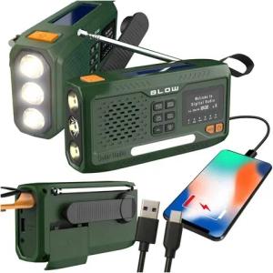 Radio survivalowe korbka solarne, Powerbank 4500 mAh FM/DAB BLOW RA19