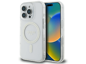 Etui GUESS Glitter Circle MagSafe do iPhone 16 Pro Max 6,9 cala Przezroczysty
