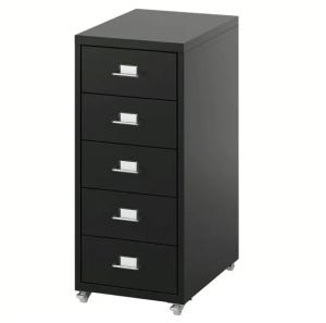 IKEA HELMER Komoda na kółkach, szafka CZARNY 28x65cm, metalowa