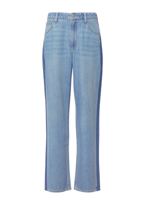 Jeansy Beth Boyfriend / Relaxed Fit / Mid Rise / Straight Leg / z kontrastowymi paskami