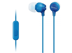 Słuchawki przewodowe dokanałowe SONY MDR-EX15AP z mikrofonem Niebieski