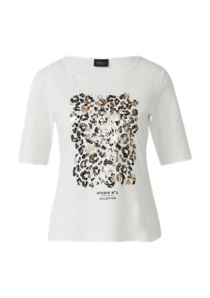 T-shirt z półdługimi rękawami i nadrukiem w panterkę z przodu
